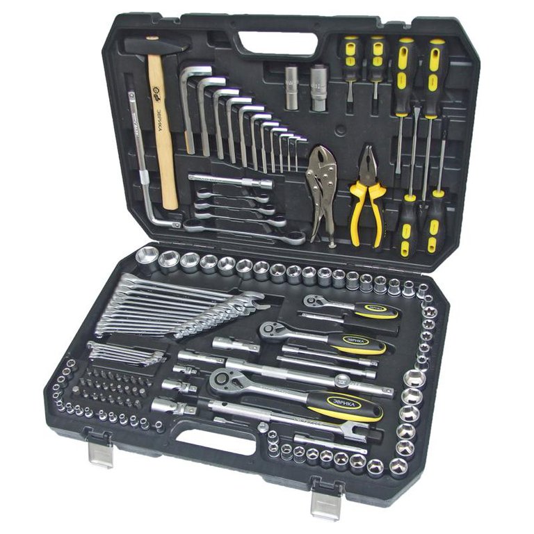 Набор инструмента 1/4"&3/8"&1/2"DR 6-гранный 142 предмета ER-80142 ЭВРИКА