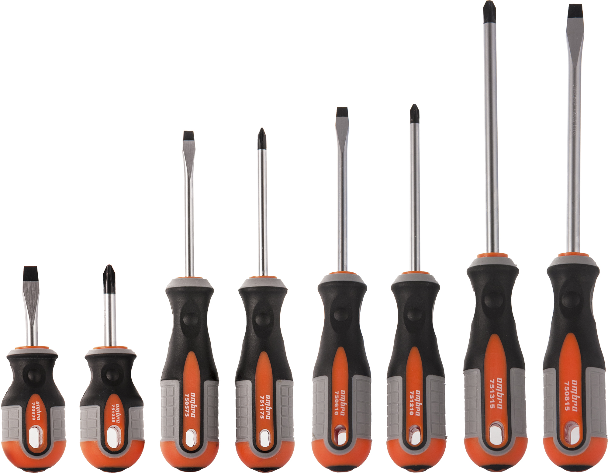 Набор отверток стержневых Ombra ROUND GRIP, 8 предметов