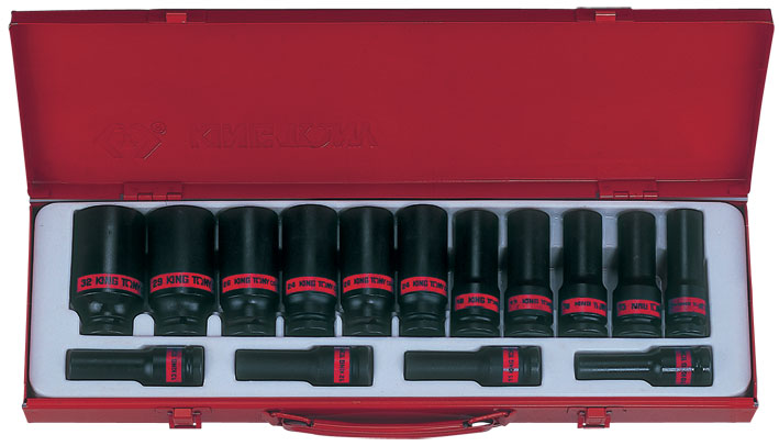 Набор ударных глубоких торцевых головок 1/2", шестигранные, 3/8"-1&1/4", 15 предметов 4416SP King Tony