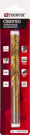 Сверло спиральное по металлу HSS TiN, ø 2,5 мм Thorvik TDB025NTB