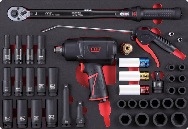 Набор пневмоинструмента 1/2" с принадлежностями, кейс, 41 предмет MIGHTY SEVEN NC-4255QC