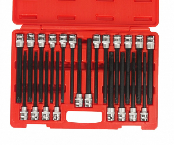 Набор бит-головок 1/2 6-ти гранных HEX H5-H12,TORX T40-T70, SPLINE M8-M10,RM8-RM14 22 предмета JTC-5329