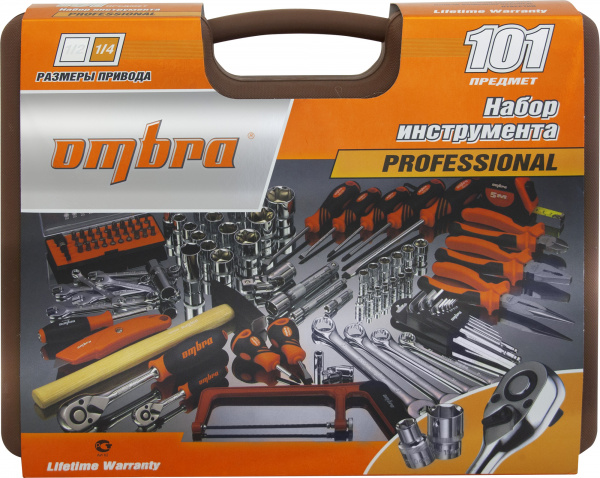 Набор инструмента Ombra 1/4", 1/2"DR, 101 предмет