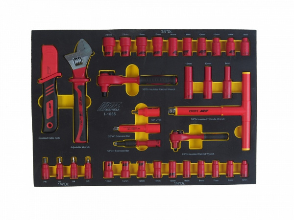 Набор инструментов 100 предметов изолированных (4 мягких ложемента) JTC-I4100S