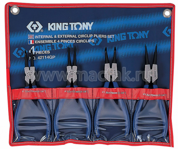 Набор съемников стопорных колец, 4 предмета 42114GP King Tony