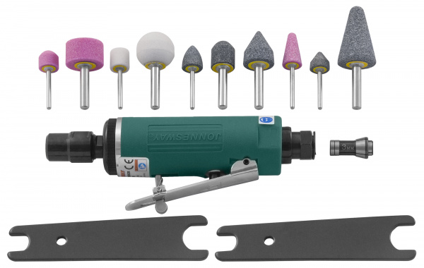 Бормашинка пневматическая Jonnesway JAG-0903RMK 152 мм с насадками, патрон 6 мм, 25000 об./мин., 113 л/мин.