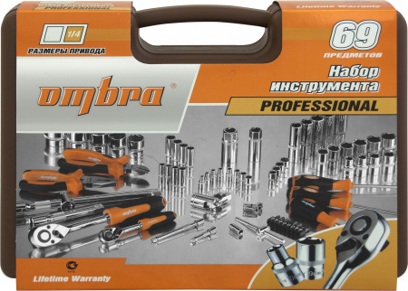 Набор инструмента универсальный OMBRA OMT69S 1/4", 1/2"DR, 69 предметов