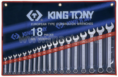 Набор комбинированных ключей, 6-24 мм, 18 предметов 1218MR01 King Tony