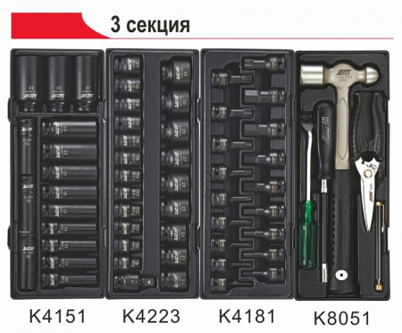 Тележка инструментальная (JTC-5021) 7 секций с набором инструментов 344 предмета JTC-5021+344