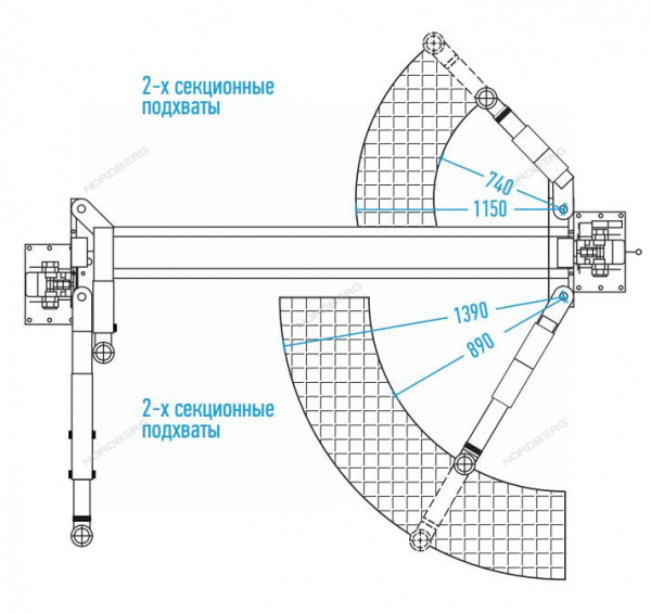 Подъемник двухстоечный 4 т, асимметричный, 220 В N4121A-4T_220 NORDBERG